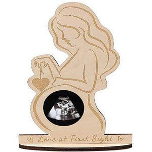 Tiny&Thrive Baby Ultrasound Souvenir Standee: Wooden Crafts Decoration Ultrasonic Photo Frame