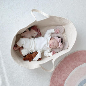 Tiny&Thrive Baby Changing Basket – European Style Cotton Rope Crib for Kids