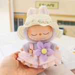 Tiny&Thrive Doll Dress with Hat Options – Cute Bear Print Clothes for Pendant Dolls | Youth Gift Accessories