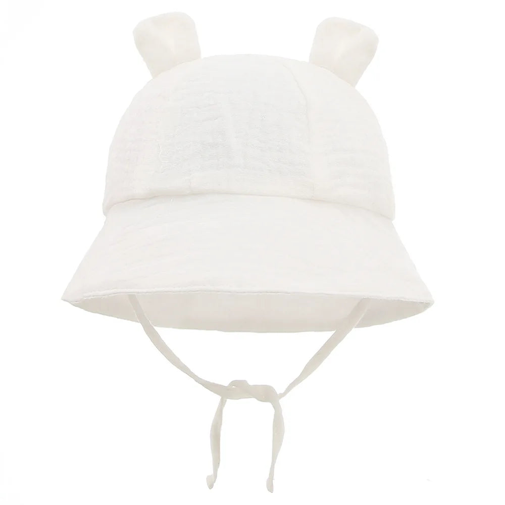Baby Hats with Rabbit Ears – Cotton Sun Hat for Boys & Girls | Adjustable Bucket Cap for Infants 3–12 Months | Summer Beach Outdoor Hats