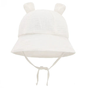 Baby Hats with Rabbit Ears – Cotton Sun Hat for Boys & Girls | Adjustable Bucket Cap for Infants 3–12 Months | Summer Beach Outdoor Hats
