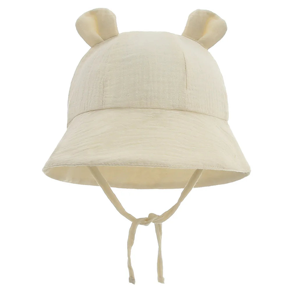 Baby Hats with Rabbit Ears – Cotton Sun Hat for Boys & Girls | Adjustable Bucket Cap for Infants 3–12 Months | Summer Beach Outdoor Hats
