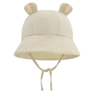 Baby Hats with Rabbit Ears – Cotton Sun Hat for Boys & Girls | Adjustable Bucket Cap for Infants 3–12 Months | Summer Beach Outdoor Hats