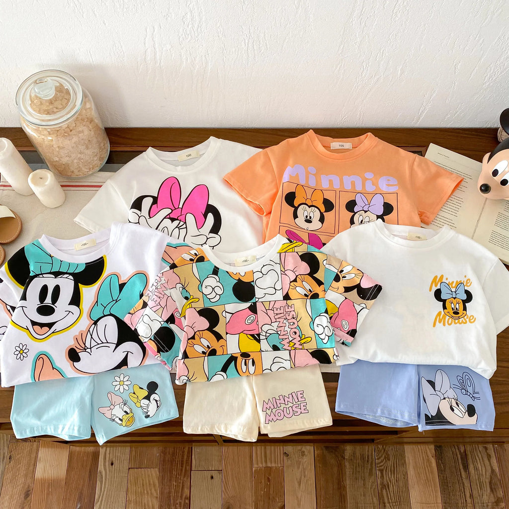 Trendy Baby Tshirts Set – Summer Cartoon Baby Girl T-Shirt & Shorts Outfit | Cute Kids Clothes for Girls 4–6Y
