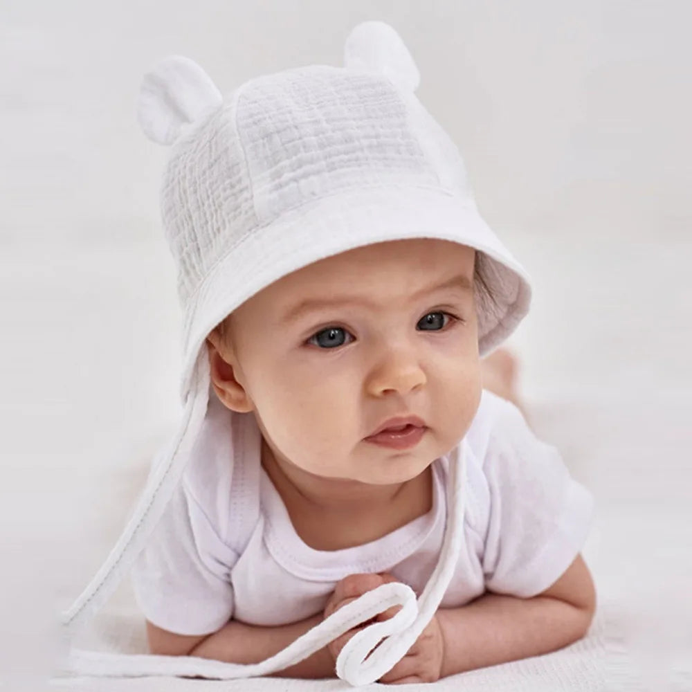 Baby Hats with Rabbit Ears – Cotton Sun Hat for Boys & Girls | Adjustable Bucket Cap for Infants 3–12 Months | Summer Beach Outdoor Hats