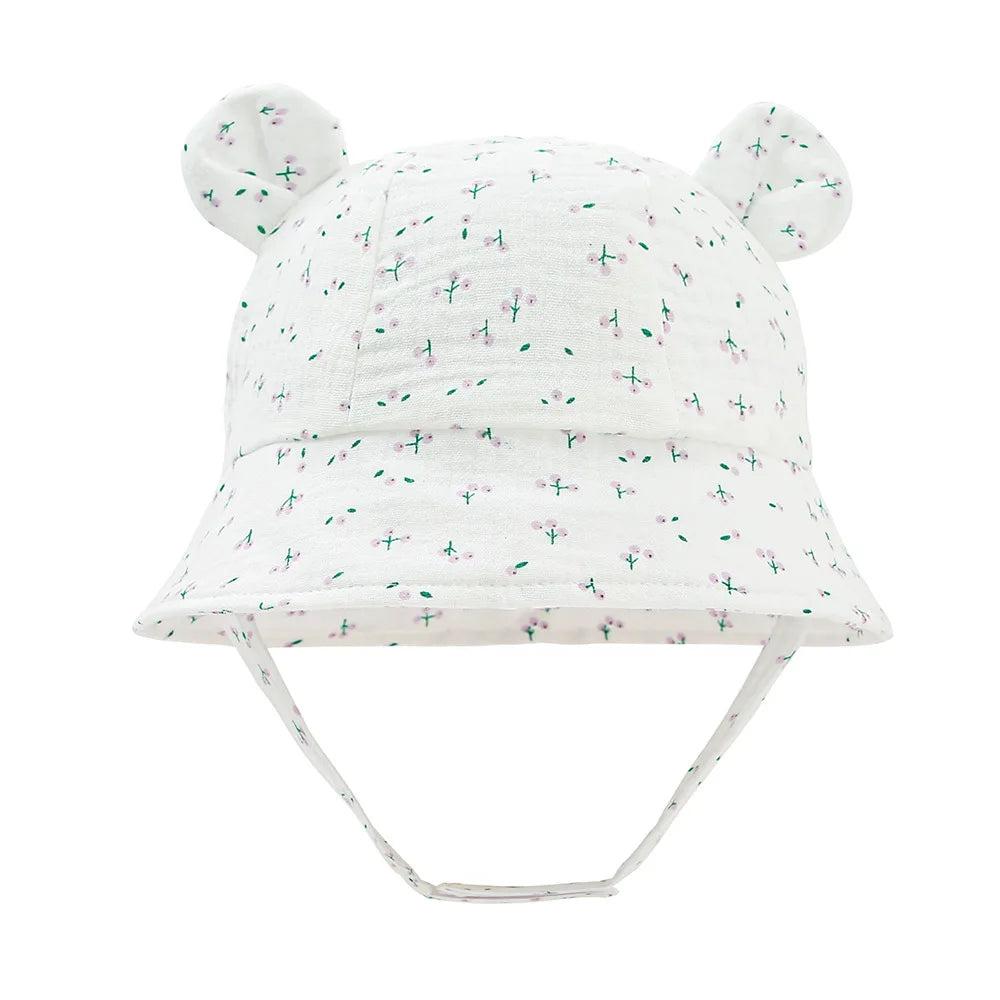 Baby Hats with Rabbit Ears – Cotton Sun Hat for Boys & Girls | Adjustable Bucket Cap for Infants 3–12 Months | Summer Beach Outdoor Hats