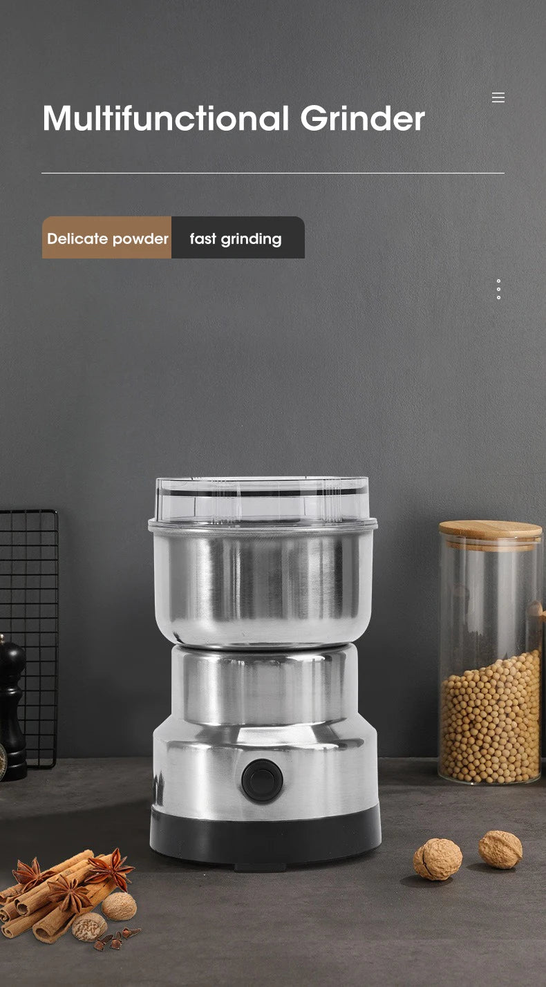 Electric Herb Grinder – 300ml Mini Stainless Steel Spice & Grain Mill | Coffee, Pepper, Baby Food Pulverizer with 4 Blades