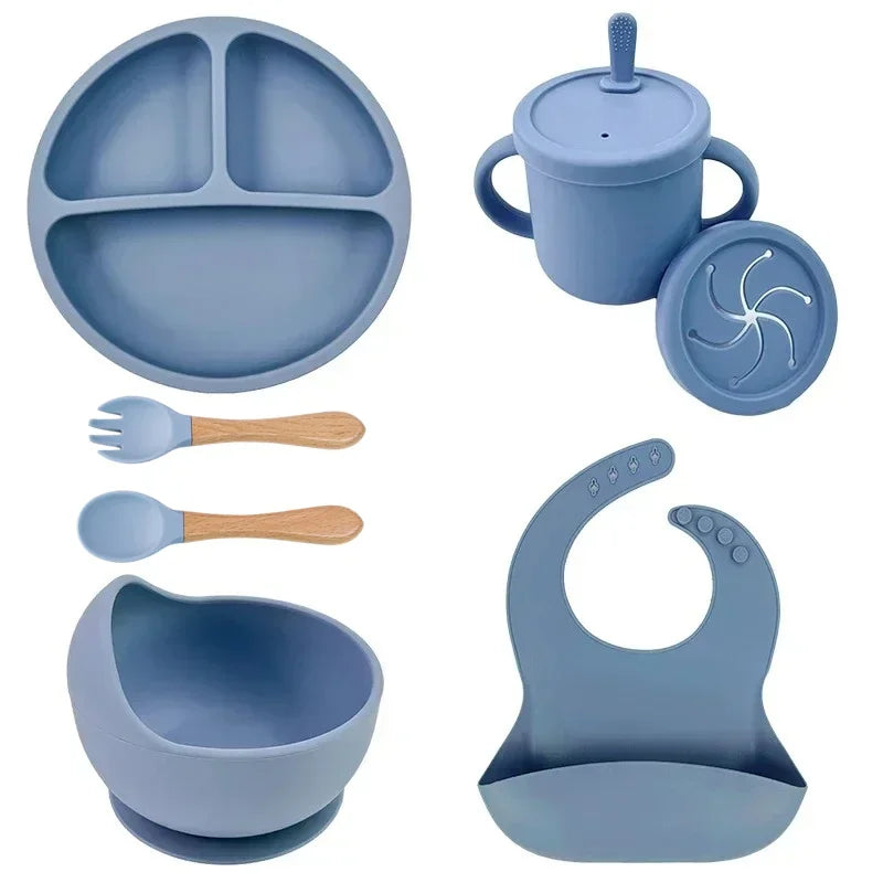 Baby Bowls Suction Set – Silicone Feeding Set with Straw Cup, Plate, Spoon & Fork | Non-Toxic Toddler Tableware