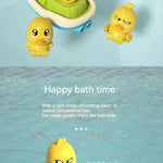 Cute Duck Toys Bathing Boat Set – 3 Emotional Ducks with LED Light & Auto Water Spray – Interactive Sensory Baby Shower Gift for Toddlers