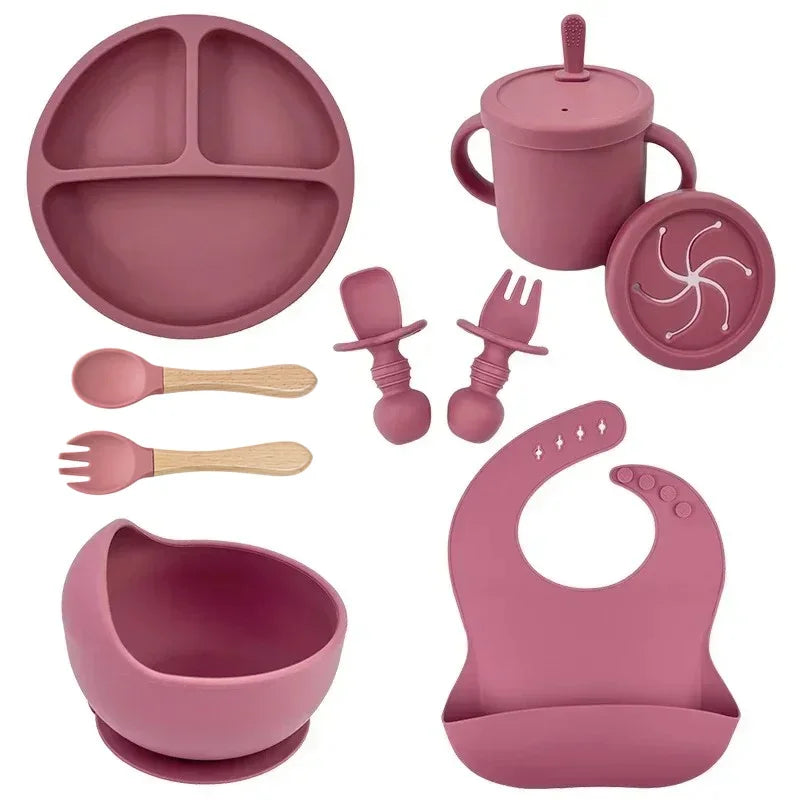 Baby Bowls Suction Set – Silicone Feeding Set with Straw Cup, Plate, Spoon & Fork | Non-Toxic Toddler Tableware