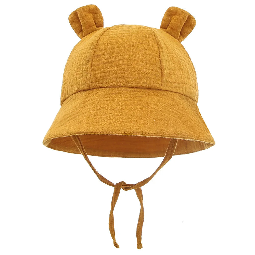 Baby Hats with Rabbit Ears – Cotton Sun Hat for Boys & Girls | Adjustable Bucket Cap for Infants 3–12 Months | Summer Beach Outdoor Hats
