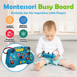 Montessori Busy Board – Educational Travel Toy for Toddlers Ages 3–6 | Sensory Learning Activity Board for Boys & Girls