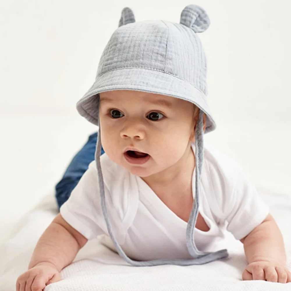 Baby Hats with Rabbit Ears – Cotton Sun Hat for Boys & Girls | Adjustable Bucket Cap for Infants 3–12 Months | Summer Beach Outdoor Hats
