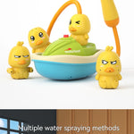 Cute Duck Toys Bathing Boat Set – 3 Emotional Ducks with LED Light & Auto Water Spray – Interactive Sensory Baby Shower Gift for Toddlers