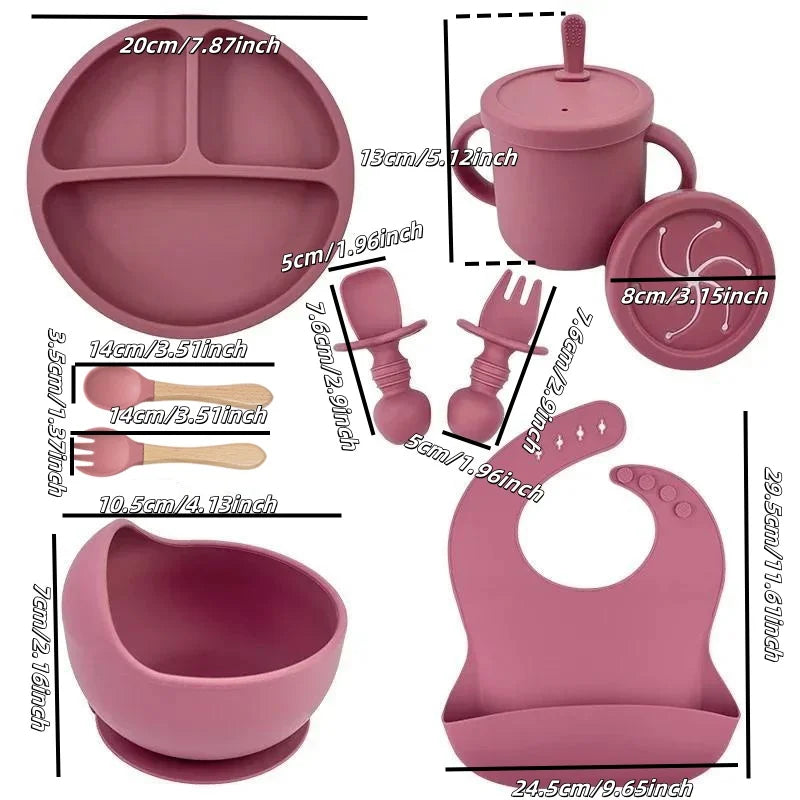 Baby Bowls Suction Set – Silicone Feeding Set with Straw Cup, Plate, Spoon & Fork | Non-Toxic Toddler Tableware