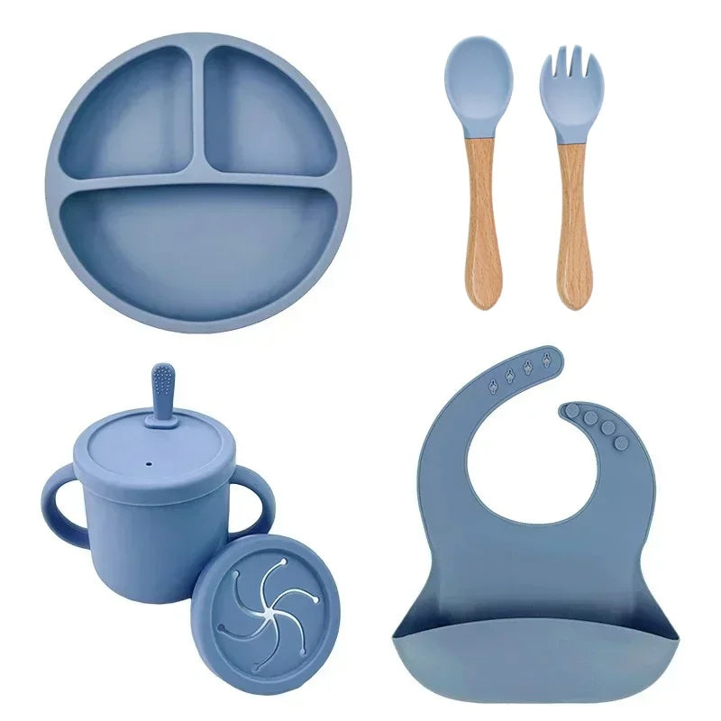 Baby Bowls Suction Set – Silicone Feeding Set with Straw Cup, Plate, Spoon & Fork | Non-Toxic Toddler Tableware