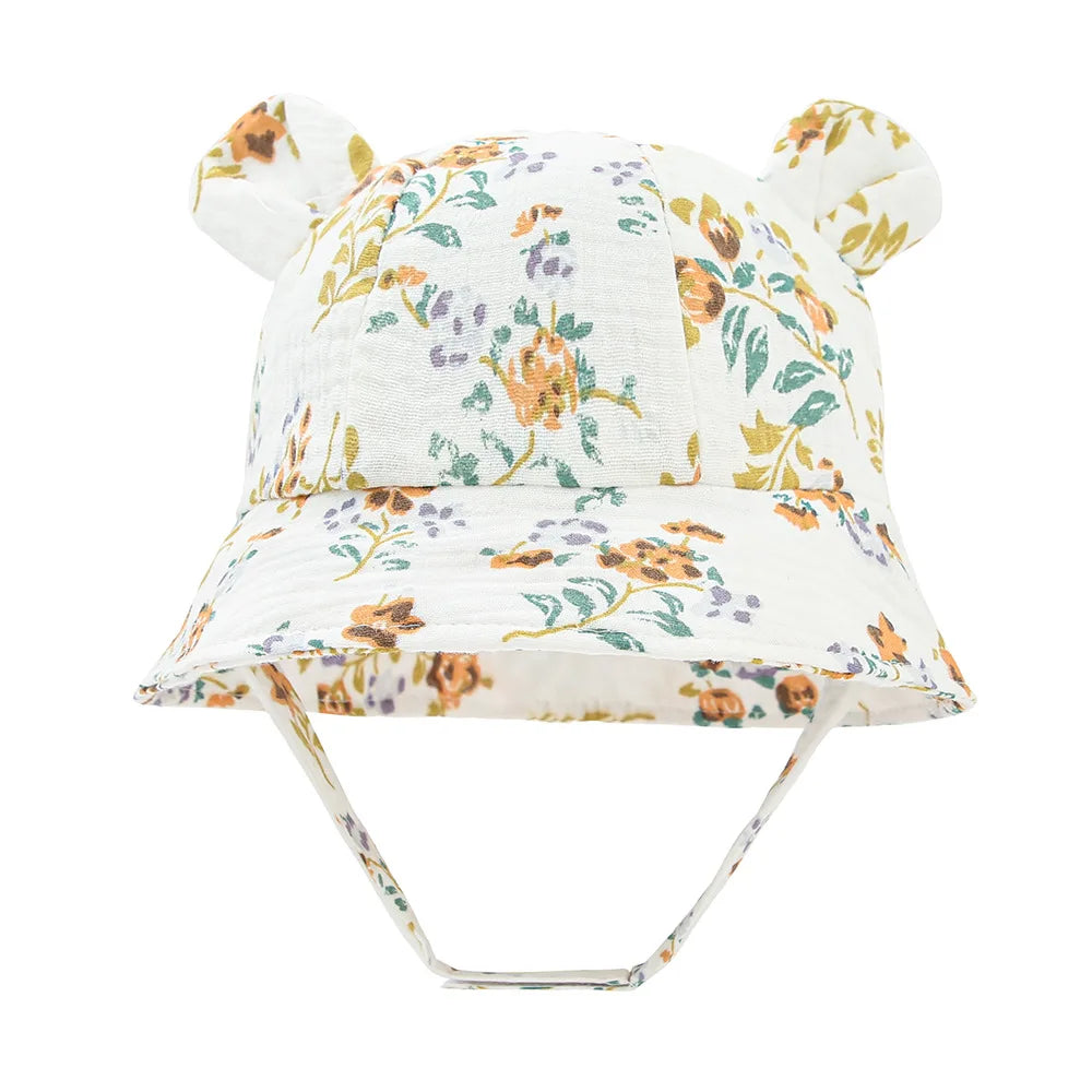 Baby Hats with Rabbit Ears – Cotton Sun Hat for Boys & Girls | Adjustable Bucket Cap for Infants 3–12 Months | Summer Beach Outdoor Hats