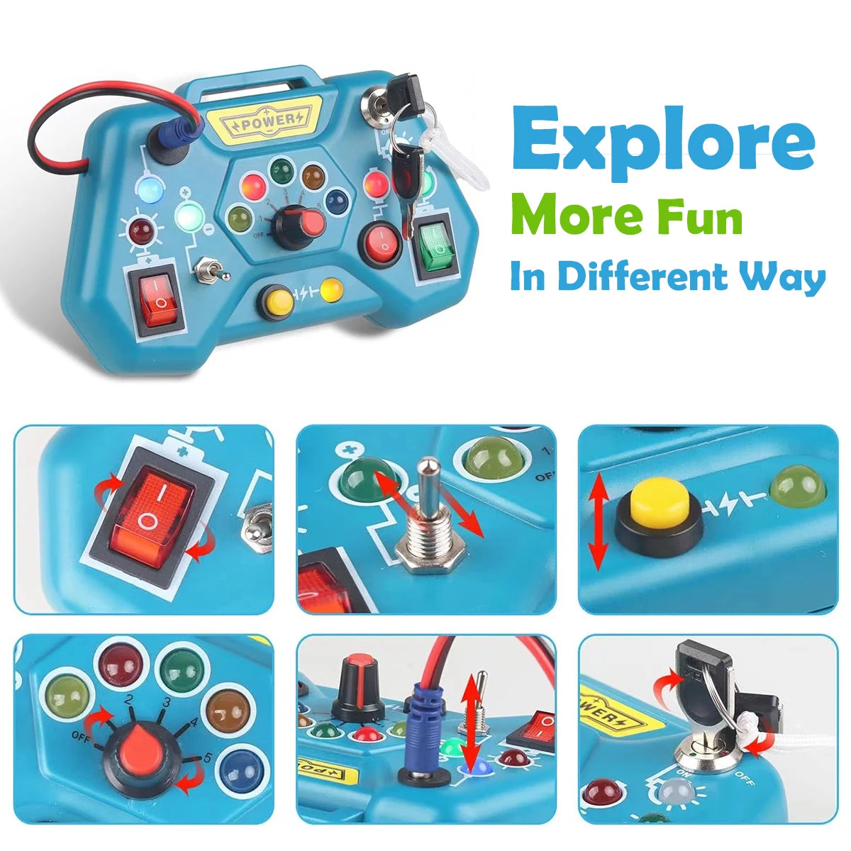 Montessori Busy Board – Educational Travel Toy for Toddlers Ages 3–6 | Sensory Learning Activity Board for Boys & Girls