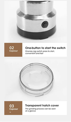 Electric Herb Grinder – 300ml Mini Stainless Steel Spice & Grain Mill | Coffee, Pepper, Baby Food Pulverizer with 4 Blades