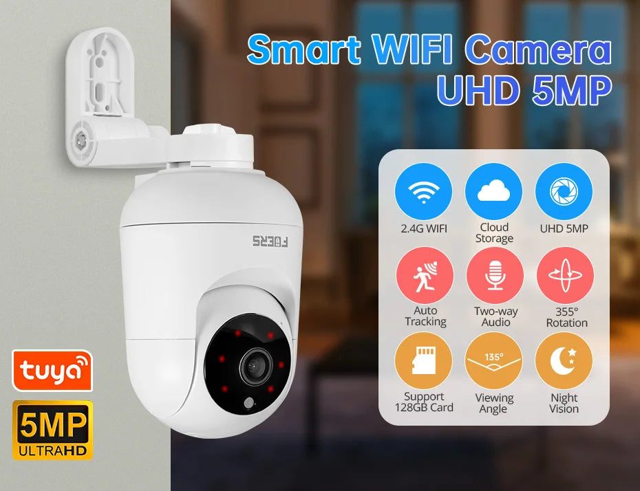 FUERS 4K 8MP Baby Monitor – Tuya Smart WiFi IP Camera with AI Tracking & Adjustable Bracket for Indoor Security & Baby Surveillance