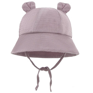 Baby Hats with Rabbit Ears – Cotton Sun Hat for Boys & Girls | Adjustable Bucket Cap for Infants 3–12 Months | Summer Beach Outdoor Hats