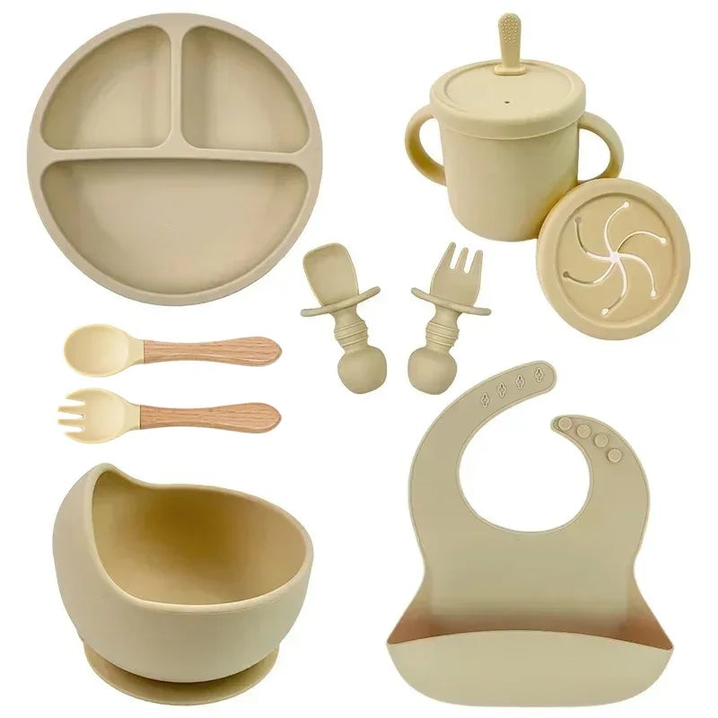 Baby Bowls Suction Set – Silicone Feeding Set with Straw Cup, Plate, Spoon & Fork | Non-Toxic Toddler Tableware
