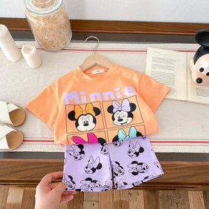 Trendy Baby Tshirts Set – Summer Cartoon Baby Girl T-Shirt & Shorts Outfit | Cute Kids Clothes for Girls 4–6Y