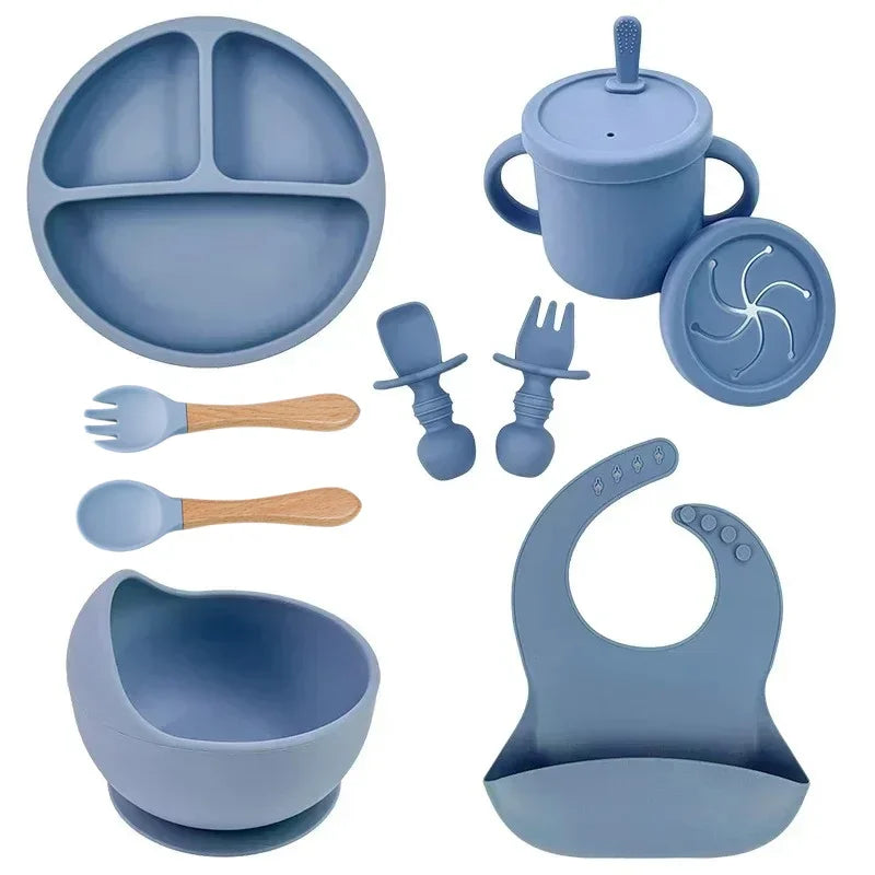 Baby Bowls Suction Set – Silicone Feeding Set with Straw Cup, Plate, Spoon & Fork | Non-Toxic Toddler Tableware