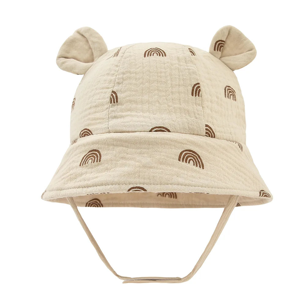 Baby Hats with Rabbit Ears – Cotton Sun Hat for Boys & Girls | Adjustable Bucket Cap for Infants 3–12 Months | Summer Beach Outdoor Hats