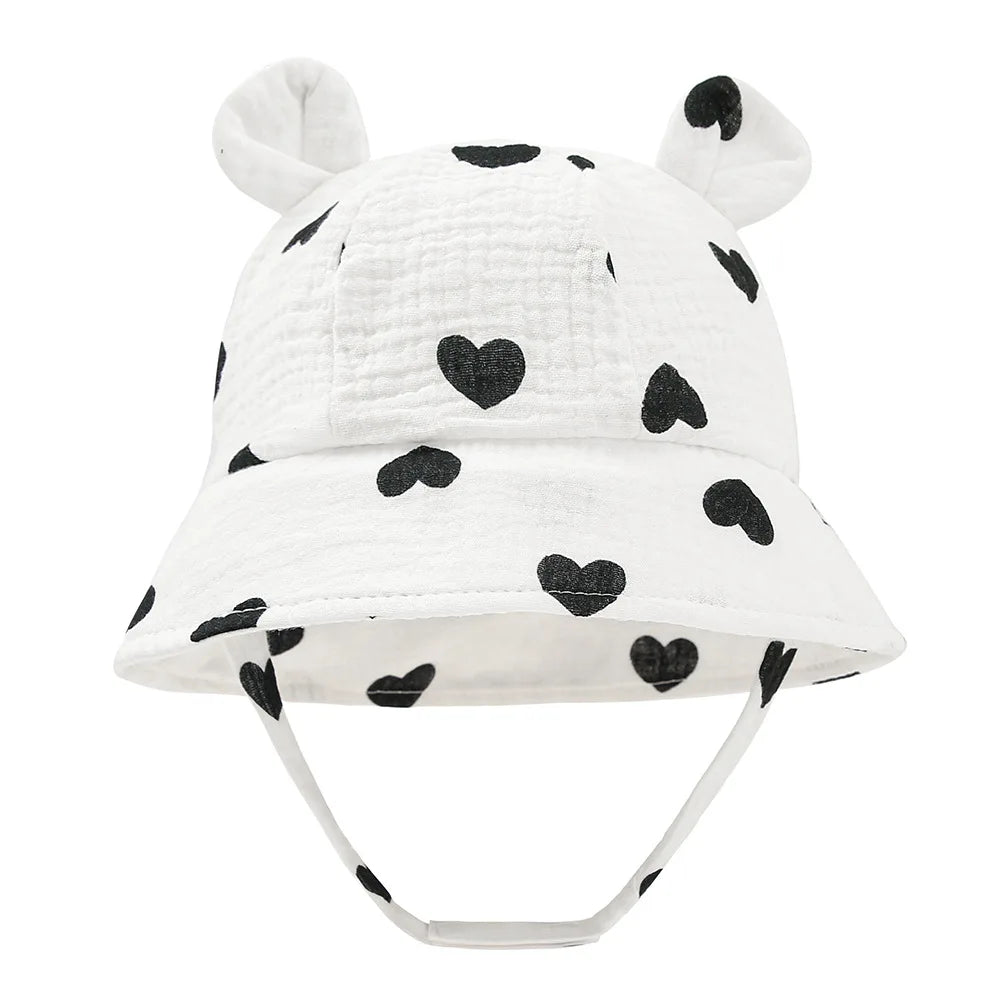 Baby Hats with Rabbit Ears – Cotton Sun Hat for Boys & Girls | Adjustable Bucket Cap for Infants 3–12 Months | Summer Beach Outdoor Hats