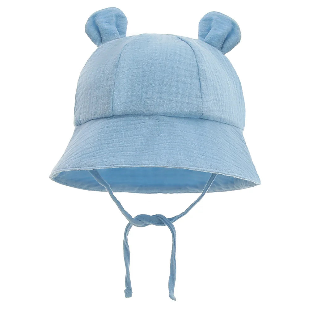 Baby Hats with Rabbit Ears – Cotton Sun Hat for Boys & Girls | Adjustable Bucket Cap for Infants 3–12 Months | Summer Beach Outdoor Hats