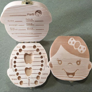 Tooth Fairy Box – Spanish Wooden Baby Tooth Keepsake Organizer for Boys & Girls | Milk Teeth Storage Souvenir Gift