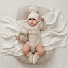 Ylsteed Hello World Knitting Newborn Long Sleeve Romper with Pomp Hat – Baby Boy & Girl Outfit for Photography & Photo Shoots