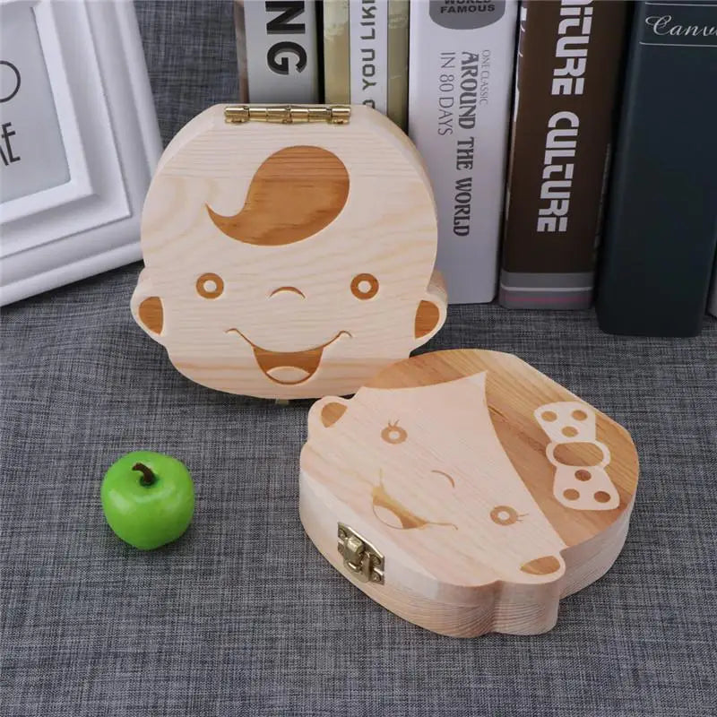 Tooth Fairy Box – Spanish Wooden Baby Tooth Keepsake Organizer for Boys & Girls | Milk Teeth Storage Souvenir Gift