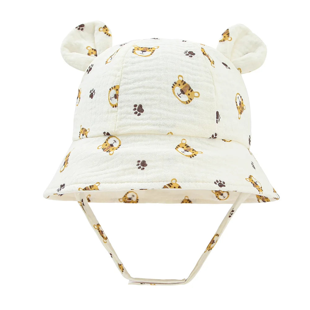 Baby Hats with Rabbit Ears – Cotton Sun Hat for Boys & Girls | Adjustable Bucket Cap for Infants 3–12 Months | Summer Beach Outdoor Hats