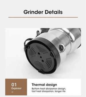 Electric Herb Grinder – 300ml Mini Stainless Steel Spice & Grain Mill | Coffee, Pepper, Baby Food Pulverizer with 4 Blades