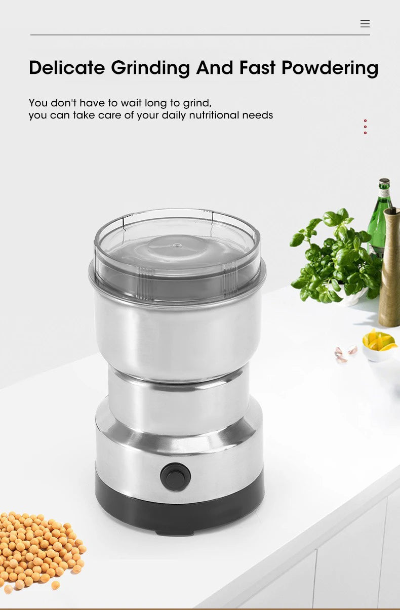Electric Herb Grinder – 300ml Mini Stainless Steel Spice & Grain Mill | Coffee, Pepper, Baby Food Pulverizer with 4 Blades