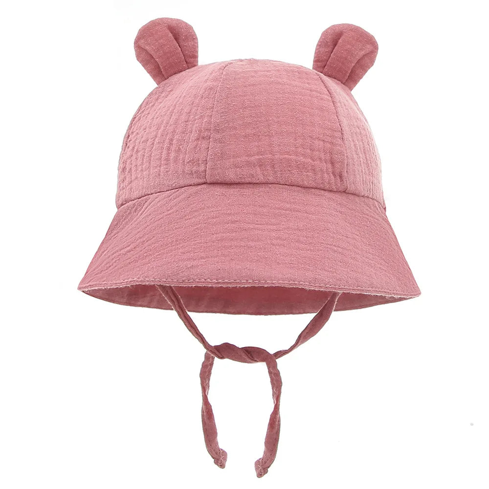 Baby Hats with Rabbit Ears – Cotton Sun Hat for Boys & Girls | Adjustable Bucket Cap for Infants 3–12 Months | Summer Beach Outdoor Hats