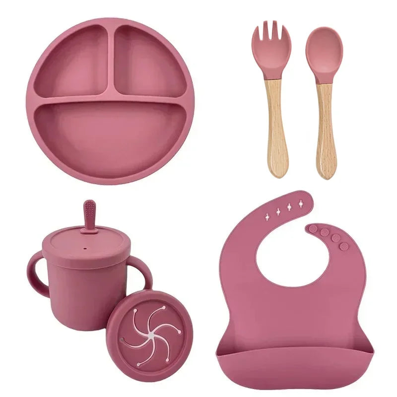 Baby Bowls Suction Set – Silicone Feeding Set with Straw Cup, Plate, Spoon & Fork | Non-Toxic Toddler Tableware