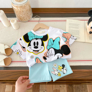 Trendy Baby Tshirts Set – Summer Cartoon Baby Girl T-Shirt & Shorts Outfit | Cute Kids Clothes for Girls 4–6Y