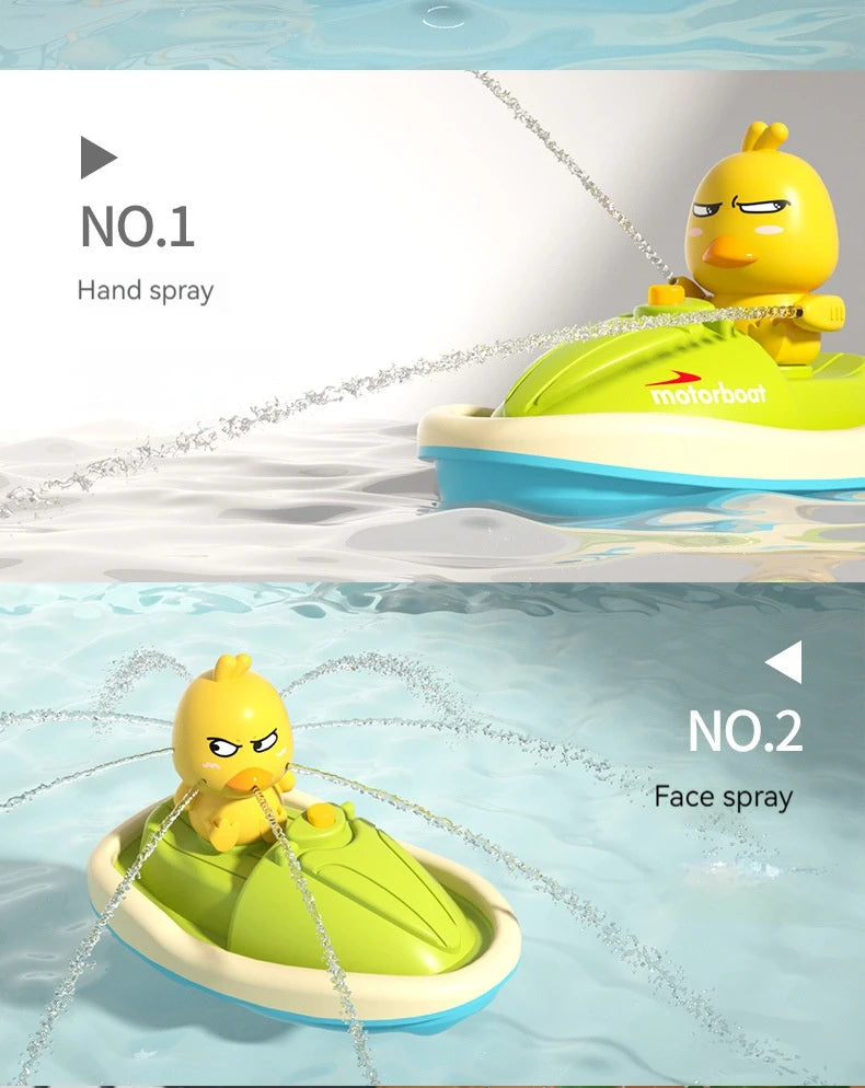 Cute Duck Toys Bathing Boat Set – 3 Emotional Ducks with LED Light & Auto Water Spray – Interactive Sensory Baby Shower Gift for Toddlers