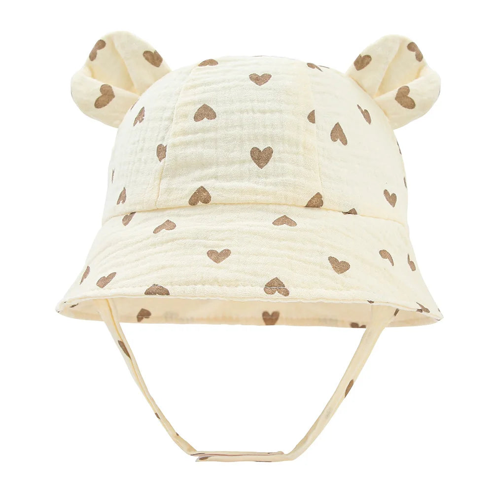 Baby Hats with Rabbit Ears – Cotton Sun Hat for Boys & Girls | Adjustable Bucket Cap for Infants 3–12 Months | Summer Beach Outdoor Hats