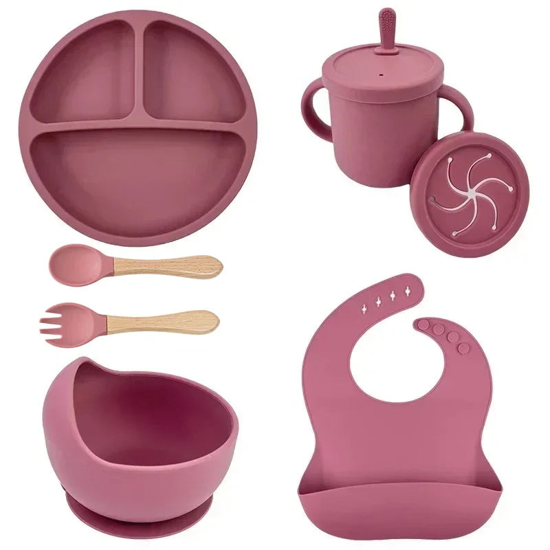 Baby Bowls Suction Set – Silicone Feeding Set with Straw Cup, Plate, Spoon & Fork | Non-Toxic Toddler Tableware