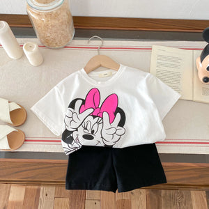 Trendy Baby Tshirts Set – Summer Cartoon Baby Girl T-Shirt & Shorts Outfit | Cute Kids Clothes for Girls 4–6Y