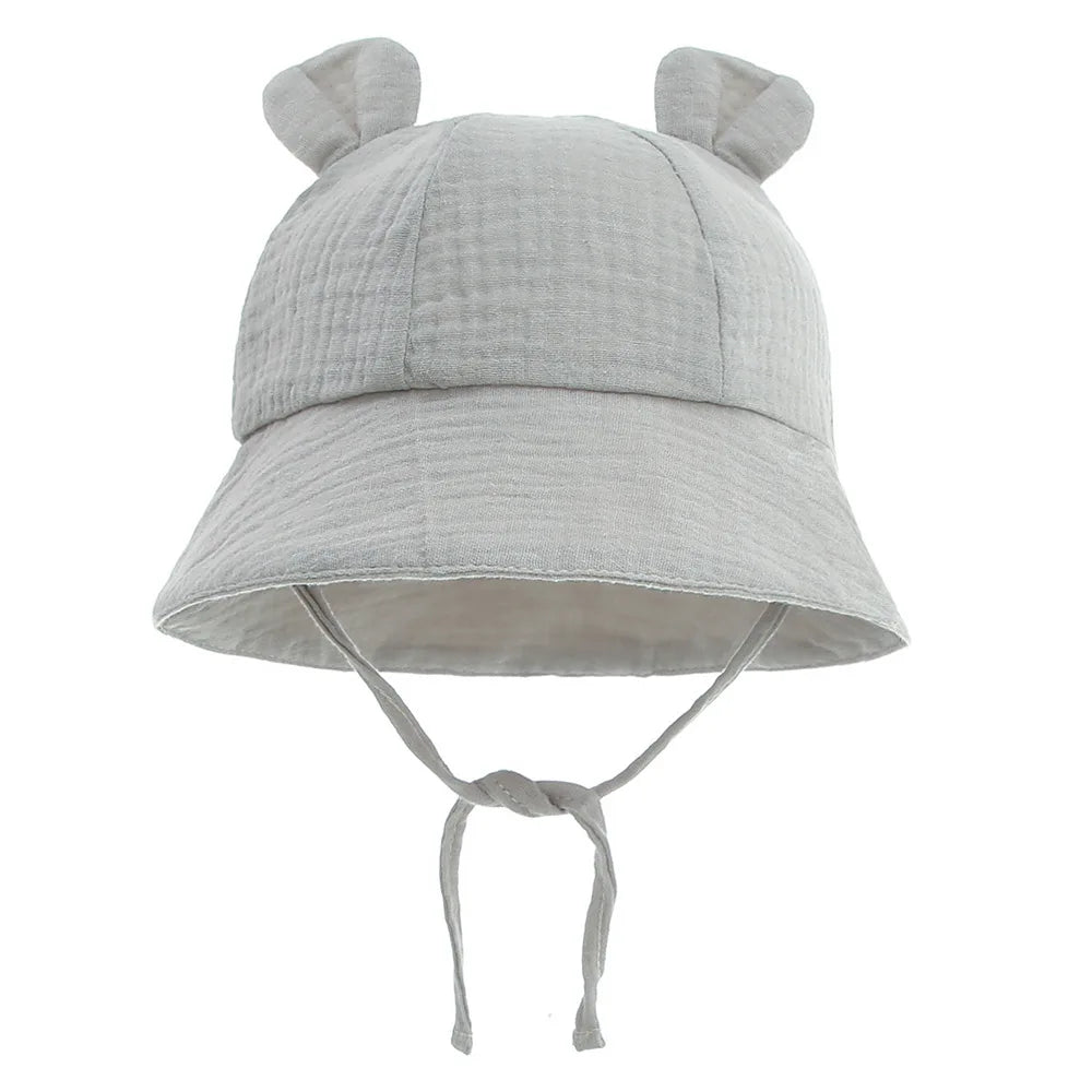 Baby Hats with Rabbit Ears – Cotton Sun Hat for Boys & Girls | Adjustable Bucket Cap for Infants 3–12 Months | Summer Beach Outdoor Hats