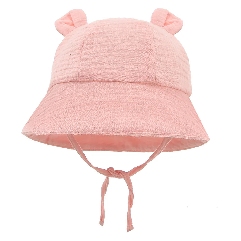 Baby Hats with Rabbit Ears – Cotton Sun Hat for Boys & Girls | Adjustable Bucket Cap for Infants 3–12 Months | Summer Beach Outdoor Hats