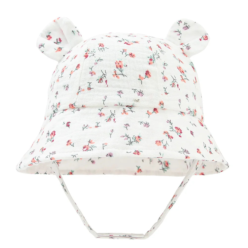 Baby Hats with Rabbit Ears – Cotton Sun Hat for Boys & Girls | Adjustable Bucket Cap for Infants 3–12 Months | Summer Beach Outdoor Hats