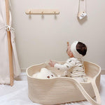 Tiny&Thrive Baby Changing Basket – European Style Cotton Rope Crib for Kids
