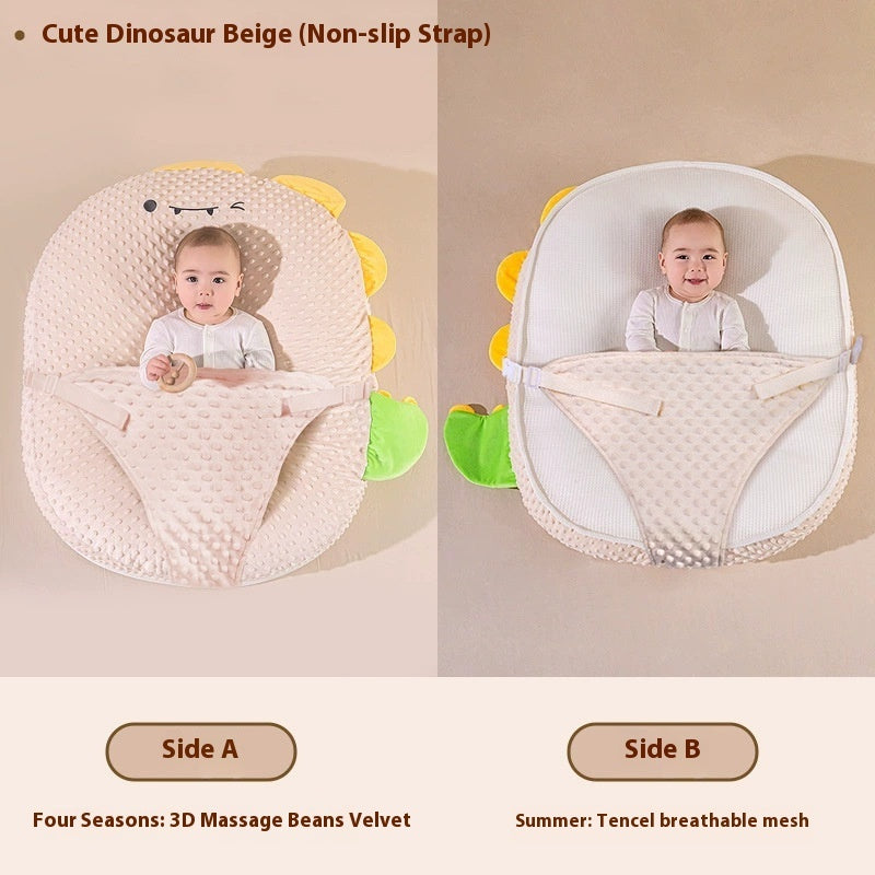 Baby wrap with dinosaur design on a beige background
