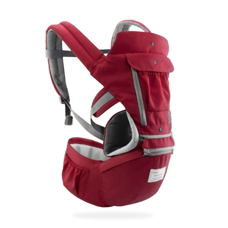 Red baby carrier with gray accents on a white background